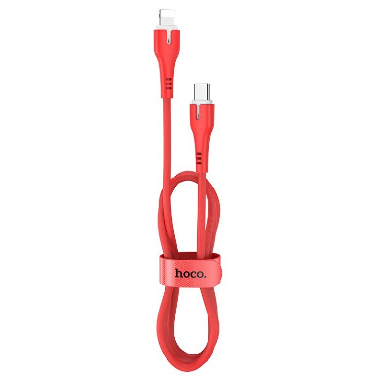 Data Cable Hoco X45 Surplus 2.4A USB-C to Lightning with LED Indicator Red 1m - Image 3