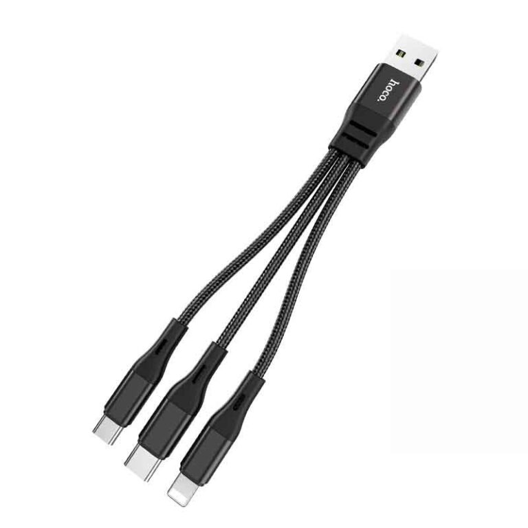 Data Cable Hoco X47 Harbor 3 in 1 USB to Micro-USB, Lightning, USB-C Black 0.25m - Image 3