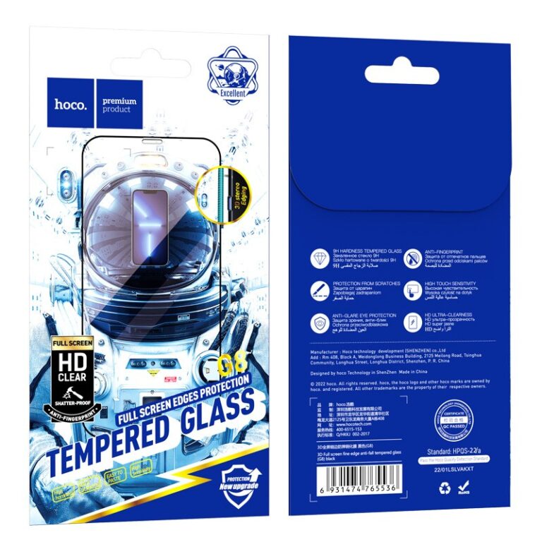 Tempered Glass Hoco G8 3D Full Screen Fine Edge Anti-Fall for Apple iPhone 13 mini Black - Image 2