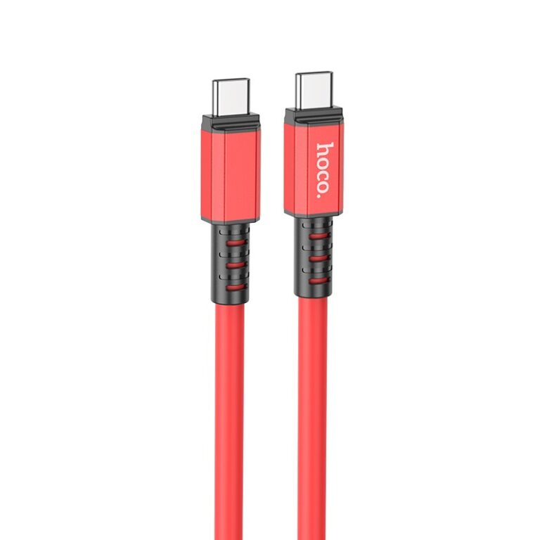 Data Cable Hoco X85 Strength USB-C to USB-C 60W 20V/3A Red 1.2m Extra Durability - Image 3