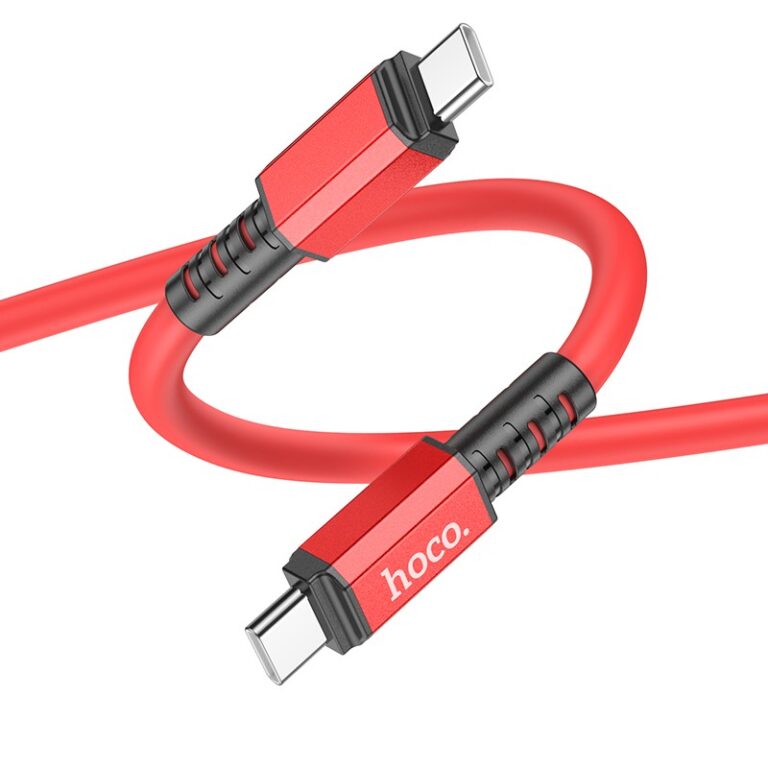 Data Cable Hoco X85 Strength USB-C to USB-C 60W 20V/3A Red 1.2m Extra Durability - Image 4