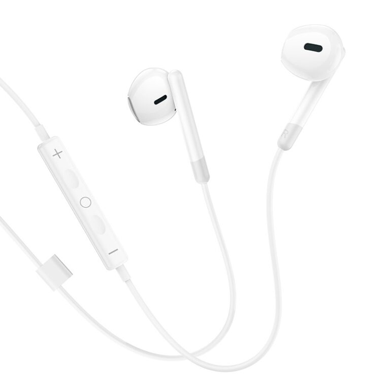 Hands Free Hoco M109 Earphones Stereo USB-C Compatible with All USB-C Devices White 1.2m - Image 3