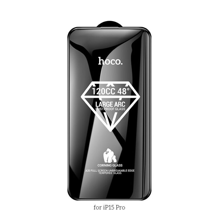 Tempered Glass Hoco Premium Series A35 120CC Large Arc Dustproof 0.4mm 2.5D Anti-Fall για Apple iPhone 15 Pro - Image 3