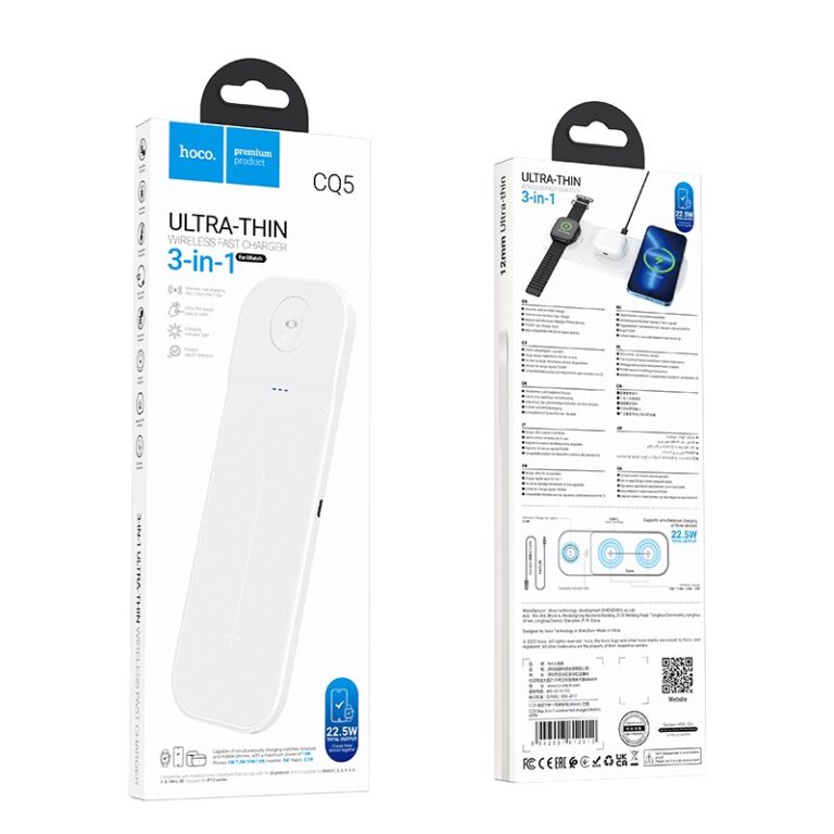 Wireless Charger Pad CQ5 Step 3-in-1 22.5W 3A with Ability for Charging Three QI Compliant Devices Slim White - Image 2