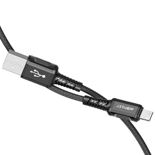 Data Cable Acefast C1-02 USB-A to Lightning Braided 2.4A Apple Certified MFI 1.2m Black - Image 4