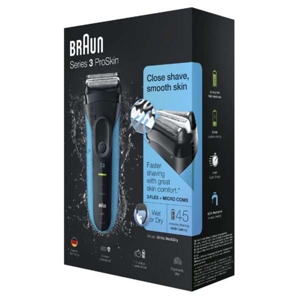 Rechargeable  Electric Facial Shaver - Braun Series 3 3010S - Image 2