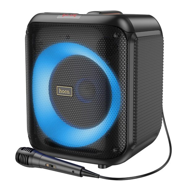 Wireless Speaker Hoco HA1 Graceful TWS BT V5.1 30W 3600mAh FM USB 3.5mm Micro SD with 1 wired microphone and RGB & Strobo Lights - Image 3