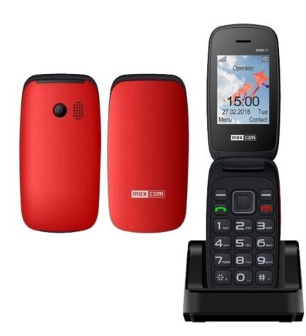 Maxcom MM817 (Dual Sim) 2,4" με Μεγάλα Πλήκτρα, Βάση Φόρτισης, Ραδιόφωνο (Λειτουργεί χωρίς Handsfree) Κόκκινο