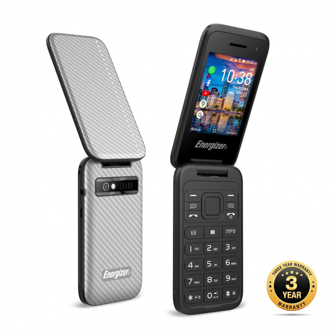 37697-204.jpg Energizer Energy E282SC 512MB/4GB Dual Sim 4G 2.8" KaiOS 1400 mAh, Bluetooth, Camera, Ασημί - Image 1