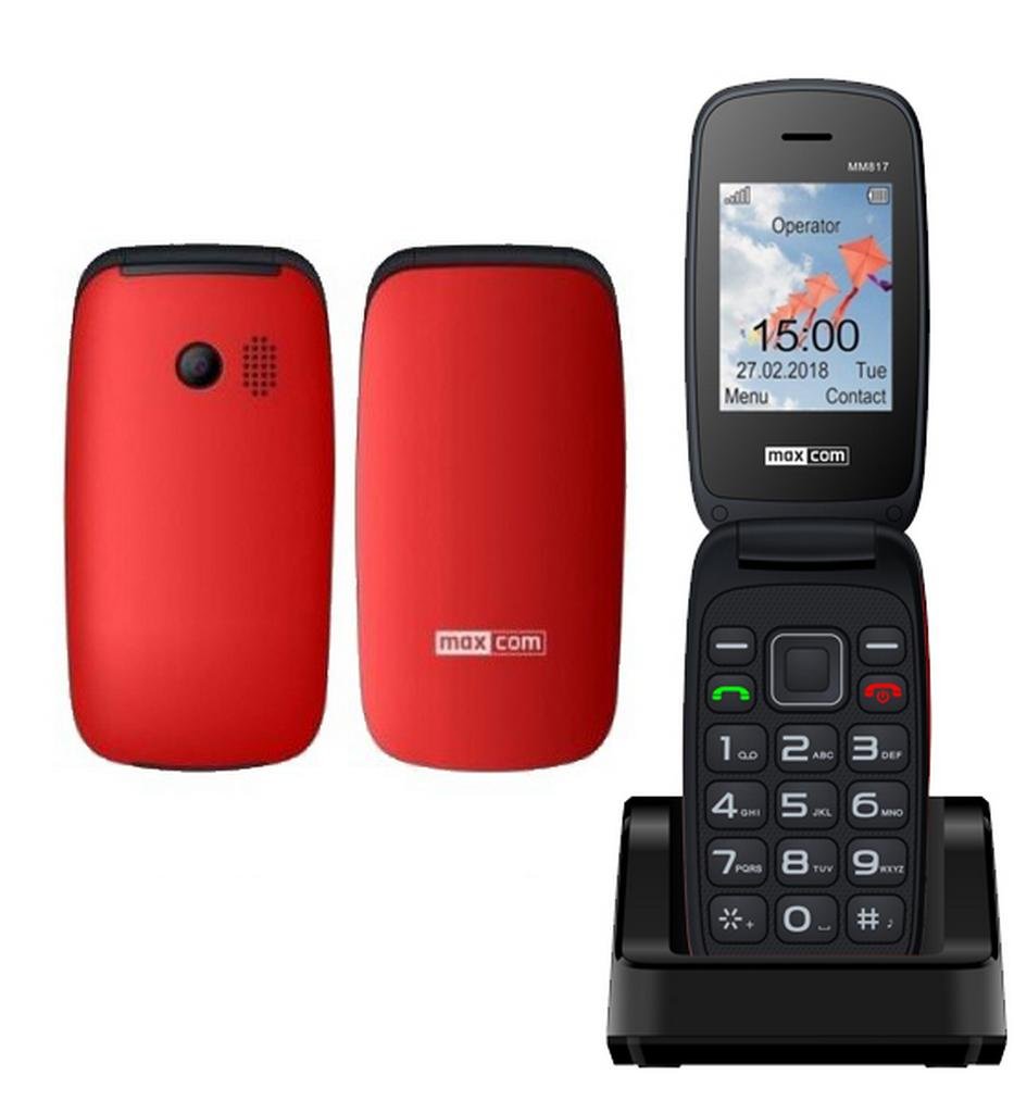 24331-388.jpg Maxcom MM817 (Dual Sim) 2,4" με Μεγάλα Πλήκτρα, Βάση Φόρτισης, Ραδιόφωνο (Λειτουργεί χωρίς Handsfree) Κόκκινο - Image 1