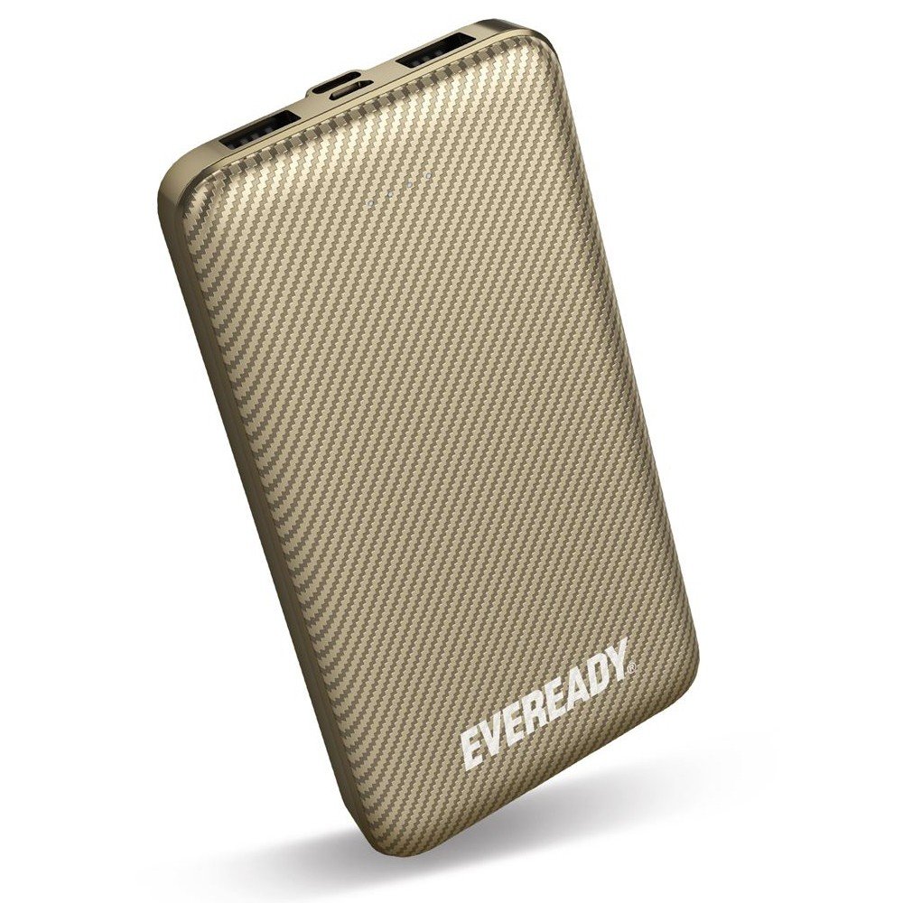 38797.jpg Power Bank Energizer Eveready Slim 10000mAh 2A με 2x USB 2.0 και LED Ένδειξη Μπαταρίας Χρυσαφί - Image 1