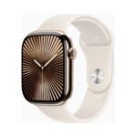 Apple Watch (Series 10 2024) Gps +Cellular 46mm Gold Titanium Case με Sport Band M/L Starlight EU