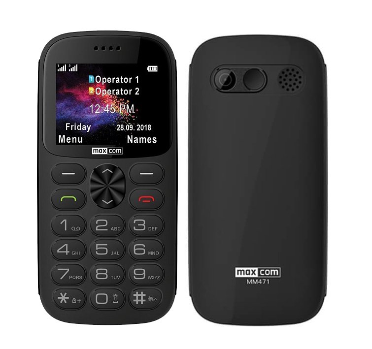 23740.jpg Maxcom MM471 Dual SIM 2.2" με Μεγάλα Πλήκτρα, Βάση Φόρτισης, Bluetooth, Ραδιόφωνο, Φακό, Κάμερα και Πλήκτρο Έκτακτης Ανάγκης Μαύρο - Image 1