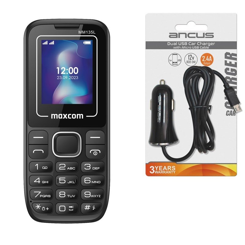40926-407.jpg Maxcom MM135 Light (Dual Sim) 1,77" + Φορτιστής Αυτοκινήτου Ancus Micro USB - Image 1