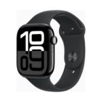 Apple Watch (Series 10 2024) Gps 46mm Aluminium Jet Black Case με Sport Band M/L Black EU