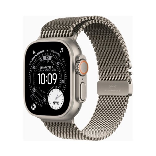 Apple-Watch-Ultra-3-natur-mit-Milainaise-Armband-Medium-natur-OneThing_Gr Apple Watch Ultra 3 (Series 11 2025) Gps +Cellular 49mm Natural Titanium Case με Natural Titanium Milanese Loop M Natural EU - Image 1
