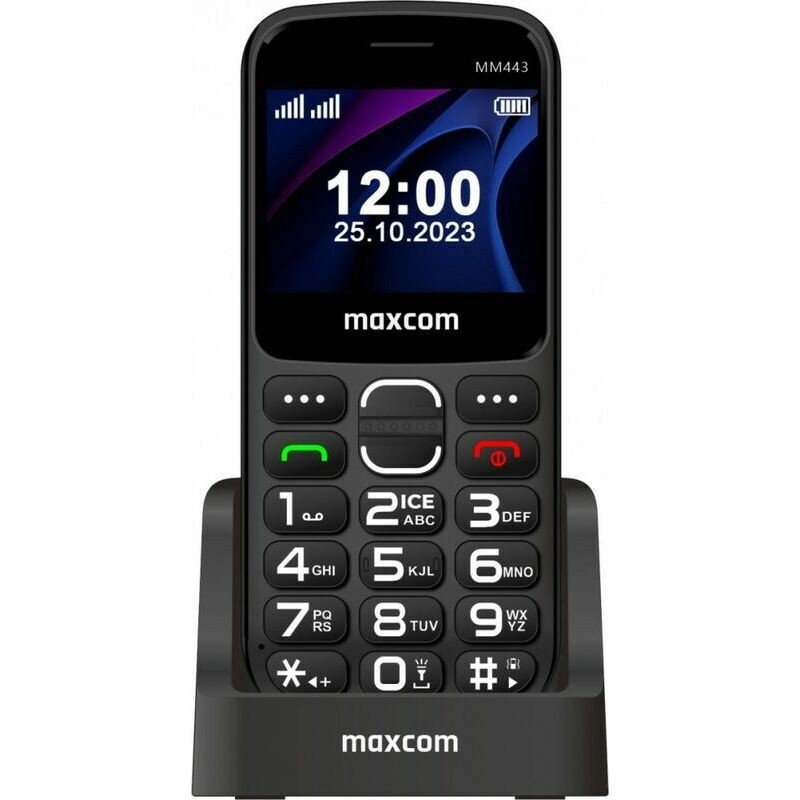 45538 Maxcom MM443 (Dual Sim) 4G VoLTE 2.31" με Βάση Φόρτισης, Μεγάλα Πλήκτρα, Ραδιόφωνο, Φακό και Πλήκτρο Έκτακτης Ανάγκης Μαύρο - Image 1
