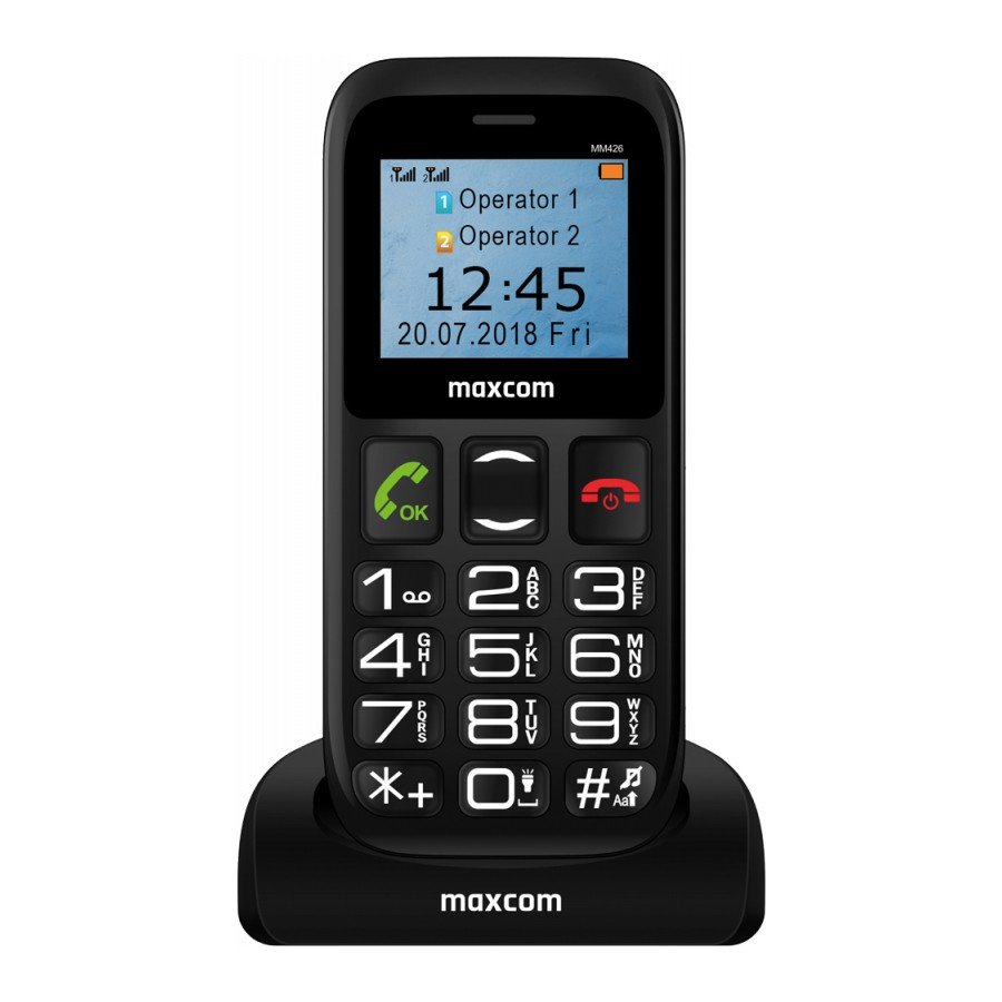 45878 Maxcom MM426 SE (Dual Sim) 1.77" με Βάση Φόρτισης, Μεγάλα Πλήκτρα, Ραδιόφωνο, Φακό και Πλήκτρο Έκτακτης Ανάγκης Μαύρο - Image 1