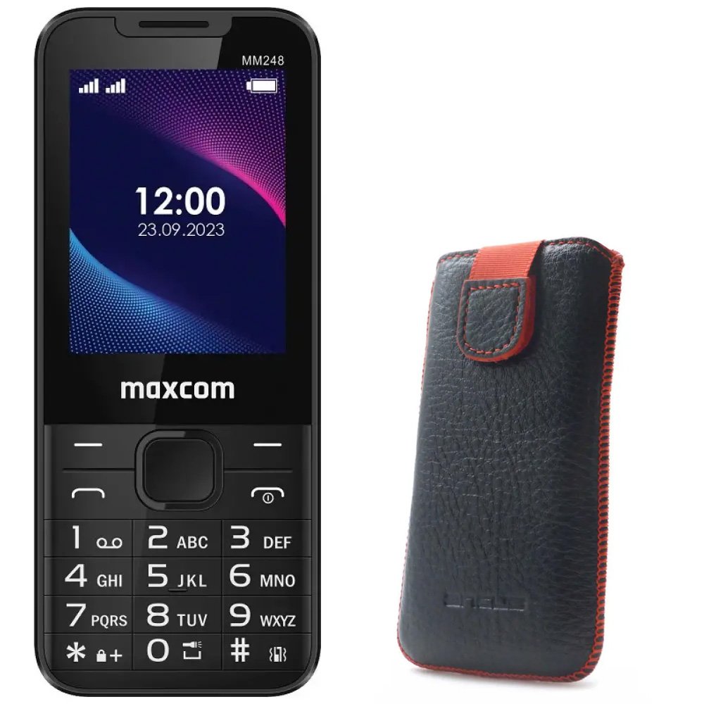 46368 Maxcom Strong MM248 (Dual Sim) 2.4" 4G και Δώρο Θήκη Protect Ancus Δέρμα Μαύρη με Κόκκινη Ραφή - Image 1