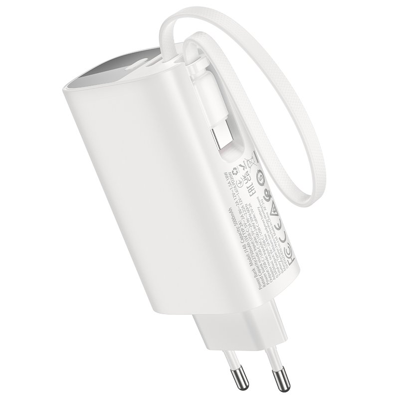 46789 Power Bank Hoco J148 Handy 5000mAh PD20W QC3.0A Φορτιστής με 1xUSB-C και Καλώδιο Type-C Λευκό - Image 1