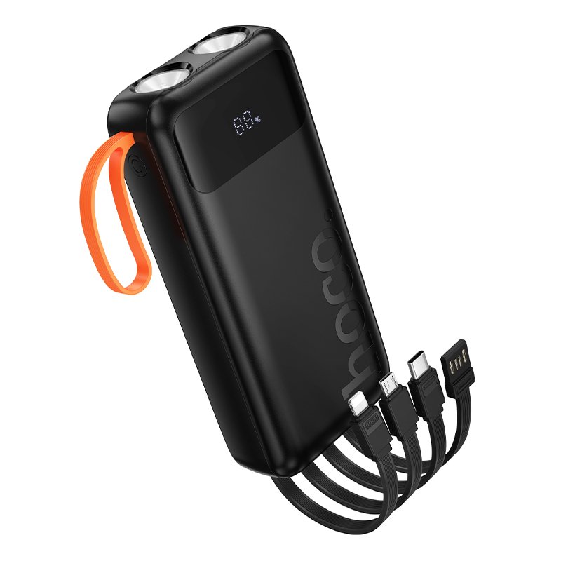 46795 Power Bank Hoco J151A Spirit 20000mAh με 4 Καλώδια Φόρτισης, Φακό και LED Ένδειξη Μαύρο - Image 1