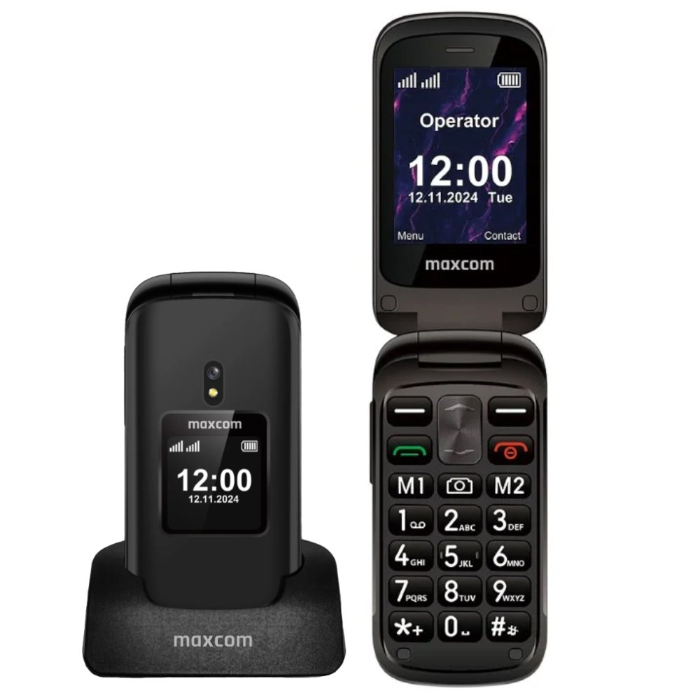 48538 Maxcom MM834 4G Dual Sim 2.4" με Βάση Φόρτισης, Κάμερα, Ραδιόφωνο, Φακό 1000mAh Μαύρο - Image 1