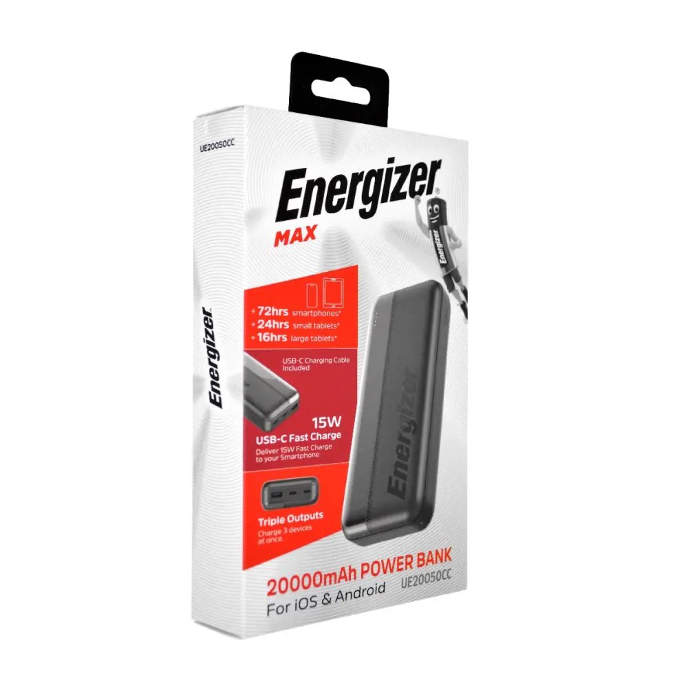 49835 Power Bank Energizer UE20050CC 20000mAh 15W Fast Charge με 2xUSB-C 1xUSB-A και LED Ένδειξη Μπαταρίας Μαύρο - Image 1