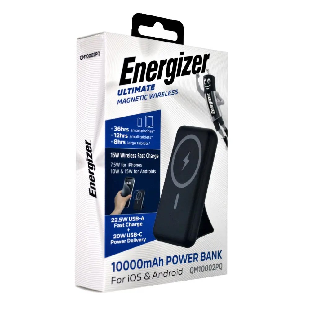 49843 Power Bank Energizer QM10002PQ 10000mAh 22.5W Fast Charge με 1xUSB-C 1xUSB-A Ασύρματη Φόρτιση 15W και LED Ένδειξη Μπαταρίας Μαύρο - Image 1