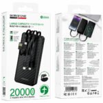 Power Bank Borofone BJ84A 20000mAh με 4 Καλώδια Φόρτισης USB-C USB-A Lightning Micro-USB και LED Ένδειξη Μπαταρίας Μαύρο - Image 2