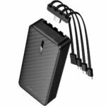 Power Bank Borofone BJ84A 20000mAh με 4 Καλώδια Φόρτισης USB-C USB-A Lightning Micro-USB και LED Ένδειξη Μπαταρίας Μαύρο