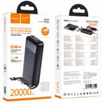 Power Bank Hoco J163A 20000mAh 5V/2A QC 1xUSB-C 2xUSB-A Ενσωματωμένα Καλώδια USB-A USB-C Lightning MicroUSB και LED Ένδειξη Μαύρο - Image 2