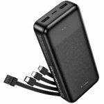 Power Bank Hoco J163A 20000mAh 5V/2A QC 1xUSB-C 2xUSB-A Ενσωματωμένα Καλώδια USB-A USB-C Lightning MicroUSB και LED Ένδειξη Μαύρο