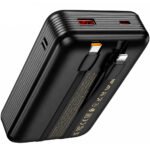 Power Bank Hoco Q37A Graceful 20000mAh 22.5W PD20W QC3.0 1xUSB-A 1xUSB-C με Ενσωματωμένα Καλώδια USB-C Lighting και LED Ένδειξη Μαύρο - Image 3
