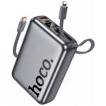 Power Bank Hoco Q39 20000mAh 22.5W PD20W QC3.0 1xUSB-A 1xUSB-C με Ενσωματωμένα Καλώδια USB-C Lighting και LED Ένδειξη Γκρι