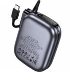 Power Bank Hoco Q49 Peak 10000mAh PD20W QC με Ενσωματωμένα Καλώδια USB-C Lighting και LED Ένδειξη Γκρι - Image 3