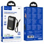 Power Bank Hoco Q53 Skillful 12000mAh PD65W QC3.0 1xUSB-C 1xUSB-A  με Ενσωματωμένο Καλώδιο USB-C και LED Ένδειξη Μαύρο - Image 2