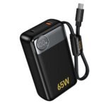 Power Bank Hoco Q53 Skillful 12000mAh PD65W QC3.0 1xUSB-C 1xUSB-A  με Ενσωματωμένο Καλώδιο USB-C και LED Ένδειξη Μαύρο