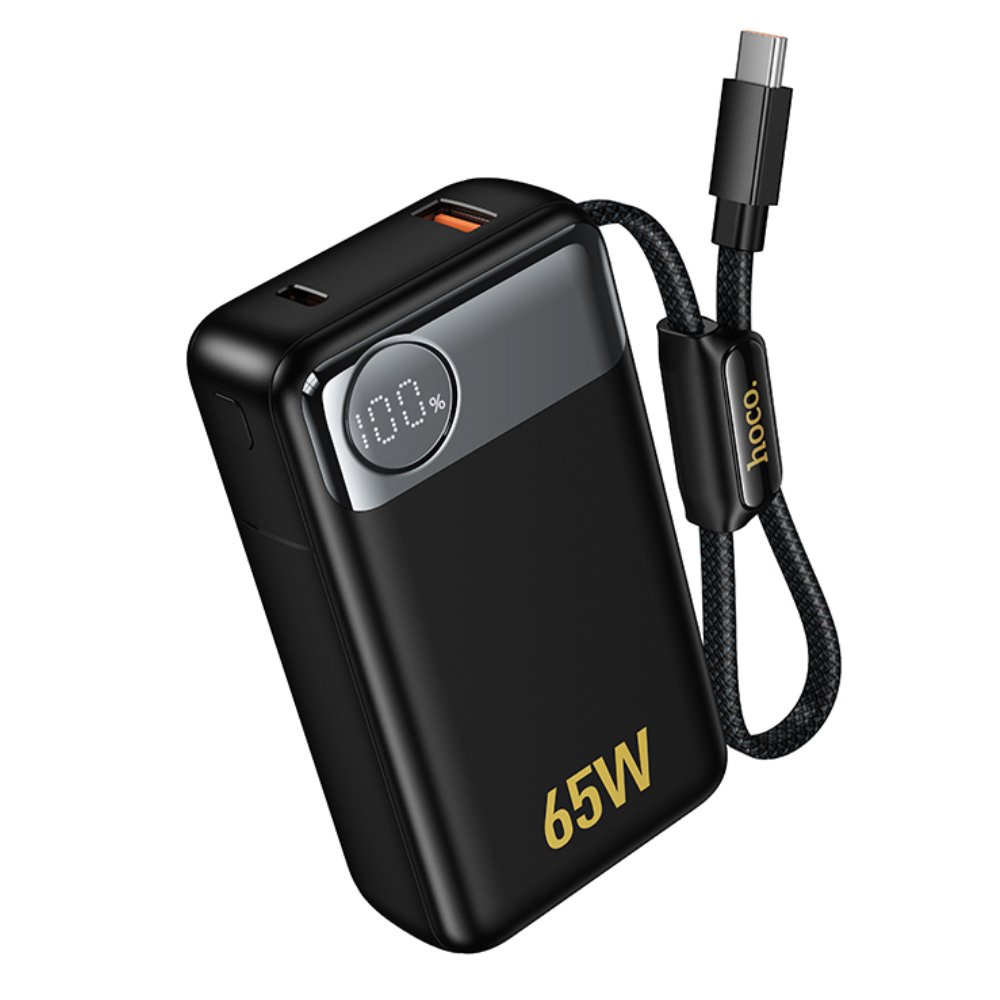 52340 Power Bank Hoco Q53 Skillful 12000mAh PD65W QC3.0 1xUSB-C 1xUSB-A με Ενσωματωμένο Καλώδιο USB-C και LED Ένδειξη Μαύρο - Image 1