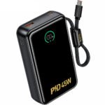 Power Bank Hoco Q54 Shine 20000mAh PD45W QC3.0 1xUSB-C 1xUSB-A με Ενσωματωμένο Καλώδιο USB-C και LED Ένδειξη Μαύρο