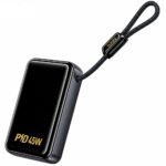 Power Bank Hoco Q54 Shine 20000mAh PD45W QC3.0 1xUSB-C 1xUSB-A με Ενσωματωμένο Καλώδιο USB-C και LED Ένδειξη Μαύρο - Image 3