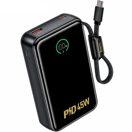 Power Bank Hoco Q54 Shine 20000mAh PD45W QC3.0 1xUSB-C 1xUSB-A με Ενσωματωμένο Καλώδιο USB-C και LED Ένδειξη Μαύρο