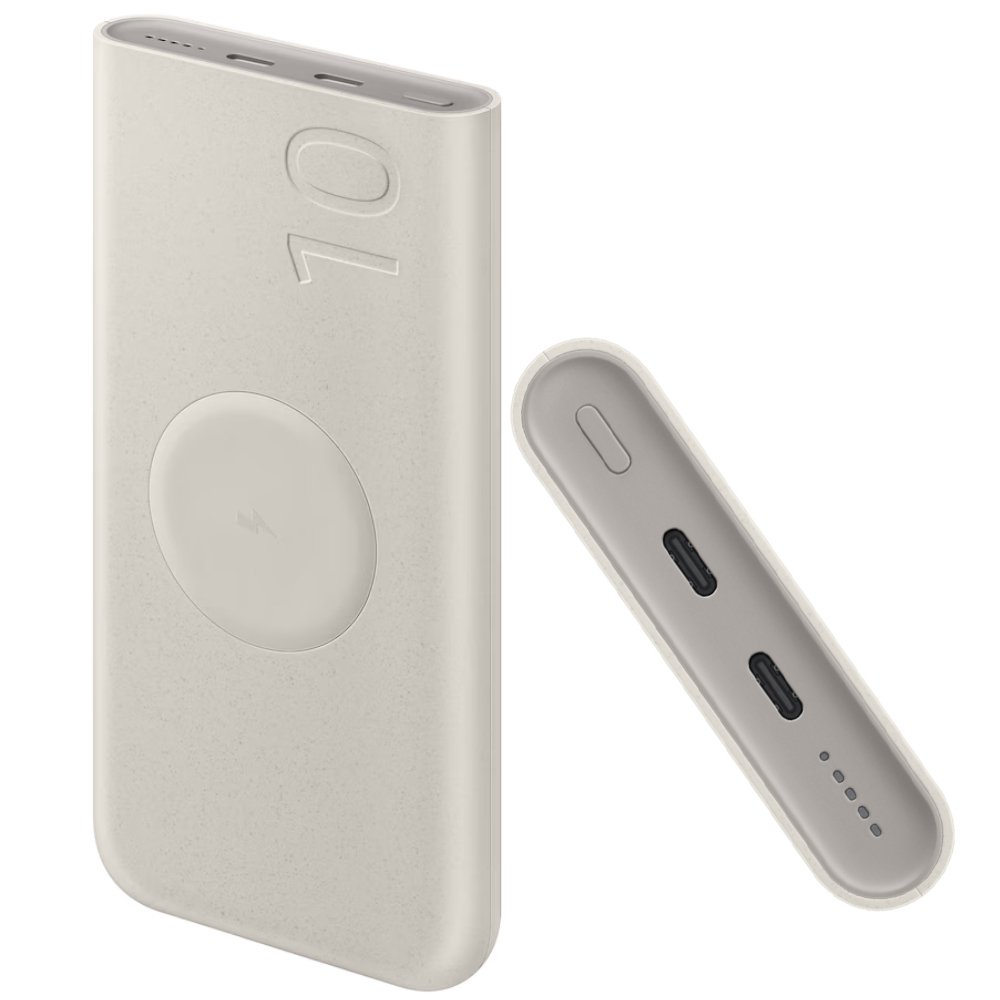 52770 Power Bank Samsung U2510XUEGEU 10000mAh 25W με 2xUSB-C In/Out και Ασύρματη Φόρτιση Beige - Image 1