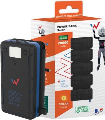 Ηλιακό Power Bank Wonder WX20S 20000mAh 5V/2A 7.5W με 5 Ηλιακά Πάνελ, 2 x USB-A και 1 x USB-C Έξοδο και Φακό Μαύρο