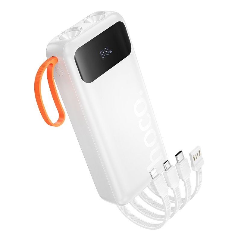 46796 Power Bank Hoco J151A Spirit 20000mAh με 4 Καλώδια Φόρτισης, Φακό και LED Ένδειξη Λευκό - Image 1