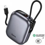 Power Bank Hoco Q49 Peak 10000mAh PD20W QC Ενσωματωμένα Καλώδια USB-C Lighting και LED Γκρι Πιστοποιητικό CCC