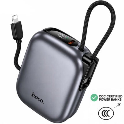 Power Bank Hoco Q49 Peak 10000mAh PD20W QC Ενσωματωμένα Καλώδια USB-C Lighting και LED Γκρι Πιστοποιητικό CCC