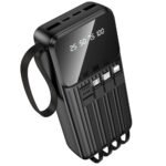 Power Bank Borofone BJ76A 20000mAh με 4 Καλώδια Φόρτισης και 4 Θύρες USB-C USB-A Lightning Micro-USB και LED Ένδειξη Μπαταρίας Μαύρο