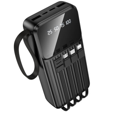 Power Bank Borofone BJ76A 20000mAh με 4 Καλώδια Φόρτισης και 4 Θύρες USB-C USB-A Lightning Micro-USB και LED Ένδειξη Μπαταρίας Μαύρο