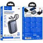 Power Bank Hoco Q55 Rock Mini 20000mAh PD20W QC USB-C USB-A και Ενσωματωμένα Καλώδια USB-C Lighting LED Γκρι με Πιστοποίηση CCC - Image 2