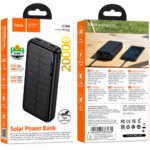 Power Bank Hoco J176A Honorifico 20000mAh 10W 1xUSB-C 2xUSB-A 1xMicroUSB με Solar Panel Μαύρο - Image 2
